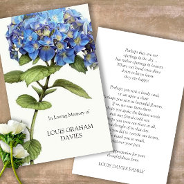 Solidaridad Funeral Azul Hydrangea Tarjetas de Ora