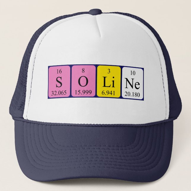 Soline gorra de nombres de tabla periódica (Anverso)