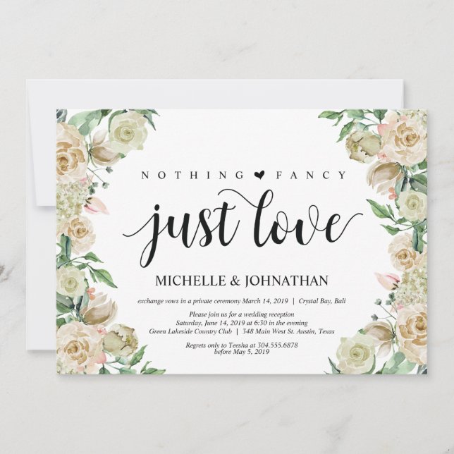 Solo amor, tarjeta de invitación para recepción de (Anverso)