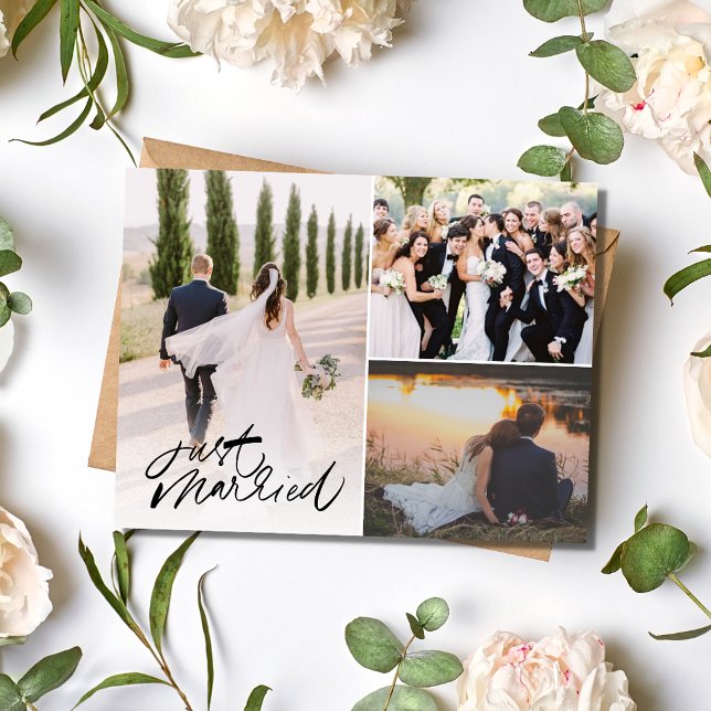 Solo Boda casada. Gracias, Postal (Just Married Wedding Photo Thank You Postcard)