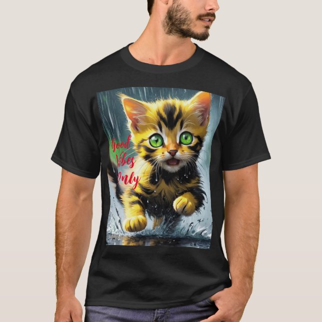 Sólo buenas vibraciones: gato en la camiseta gráfi (Anverso)