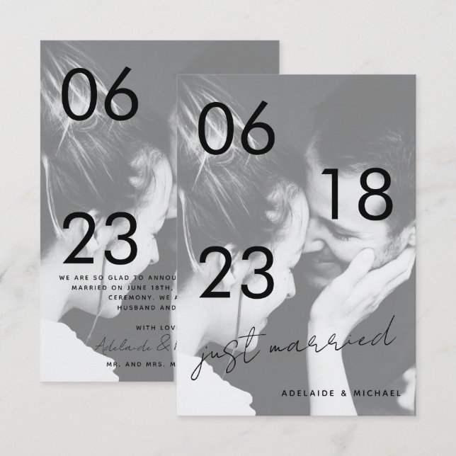 Solo casada Romántica elegante tarjeta de foto de  (Anverso / Reverso)