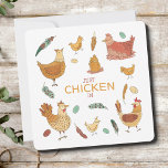 Sólo Comprobando Hola Funny Hen Pun Cute Chickens<br><div class="desc">Este diseño presenta las gallinas, plumas y huevos más adorables que rodean el texto, "Just Chicken (check in) in". Deja que esta linda tarjeta haga que tus amigos rieguen con un divertido juego de gallinas - perfecto para los amantes del pollo! Muestra a alguien especial que estás pensando en ellos...</div>