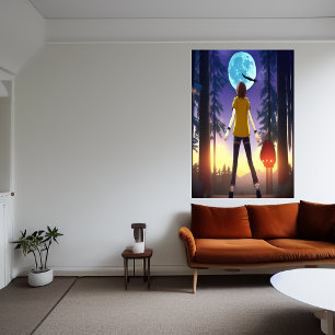Solo en el bosque Poster de arte de IA