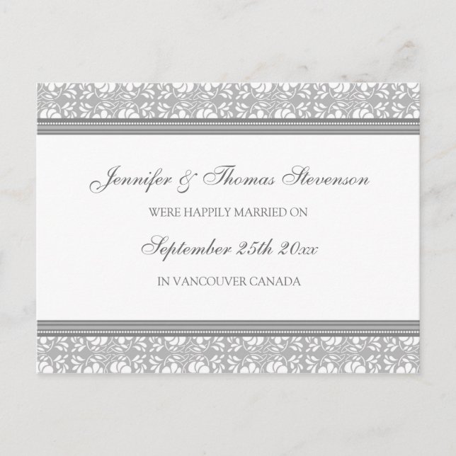 Solo Invitación casada postales a damasco gris (Anverso)