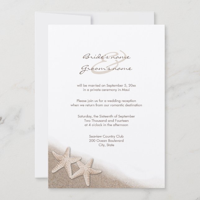 Sólo invitaciones a la recepción de la boda Starfi (Anverso)