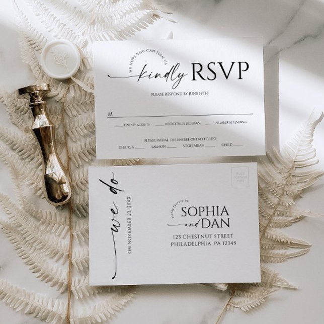 Solo la tarjeta postal RSVP de boda mínima (Simply Minimal Wedding RSVP)