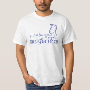 Sólo limitación de la imaginación azul en camiseta