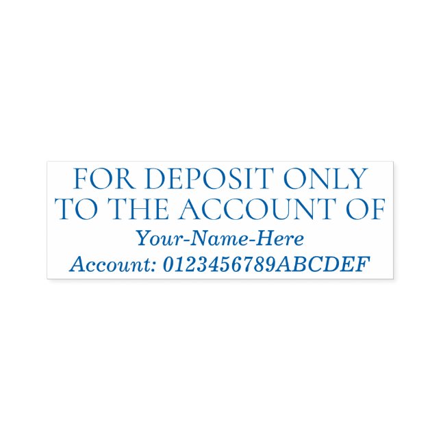 "SOLO PARA DEPÓSITO EN CUENTA DE" Sello de caucho (Diseño)