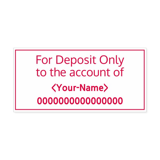 "Sólo para depósito en la cuenta de" Sello de cauc (Diseño)