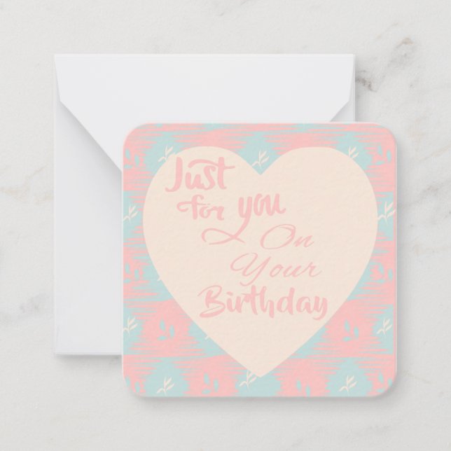 Sólo Para Ti En Tu Cumpleaños Tarjeta De Nota (Anverso)