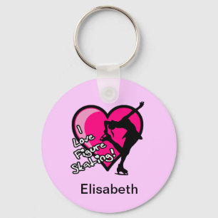 Solo patinador, rosa fuerte - añada su llavero