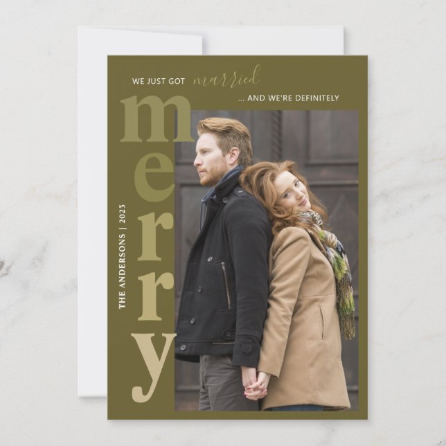 Solo tarjeta de vacaciones con fotos de casados y  (Anverso)