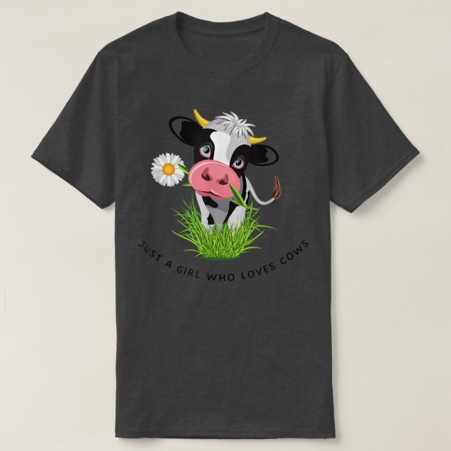 Solo un Chica que ama la camiseta de vacas 5772 (Diseño del anverso)