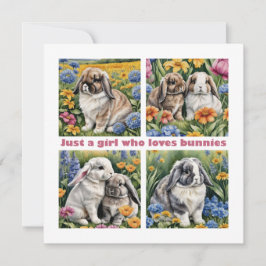 Sólo un chica que ama la tarjeta de conejillos