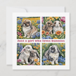 Sólo un chica que ama la tarjeta de conejillos