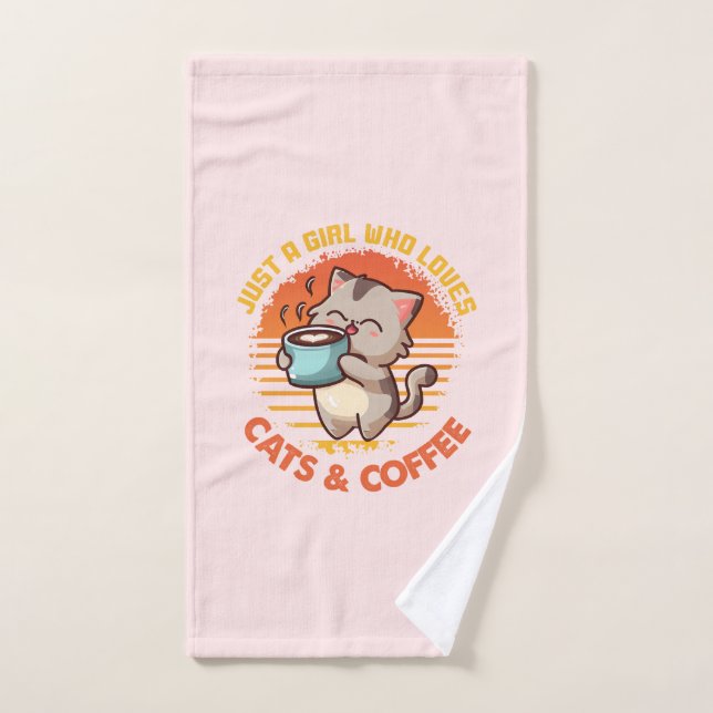 Sólo un Chica que ama los gatos y el café (Toalla de mano)