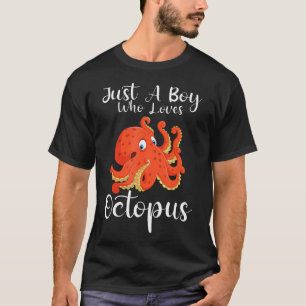 Solo un chico que ama el pulpo divertido camiseta 