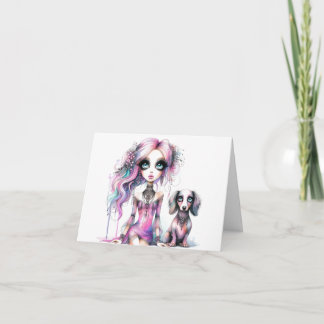 Sólo una Chica y su tarjeta de perro de Dachshund
