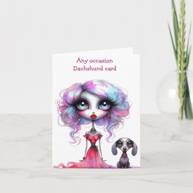 Sólo una Chica y su tarjeta de perro de Dachshund (Anverso)