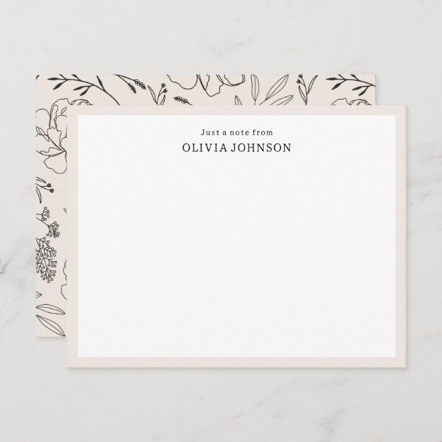 Solo una nota de la tarjeta de nota de las flores  (Anverso / Reverso)