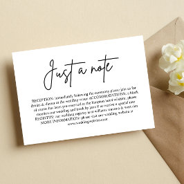 Solo una nota Tarjeta de detalles mínimos de boda 