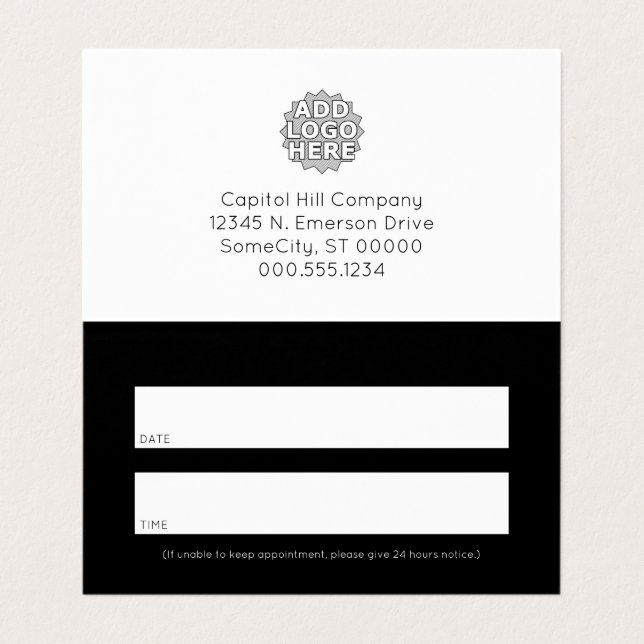 sólo una tarjeta de cita plegada para recordatorio (Interior desplegado)