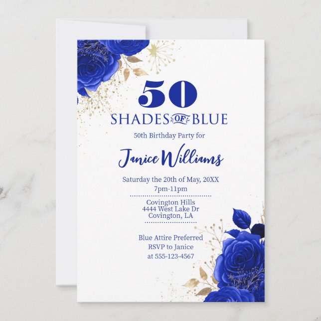 Sombras de la invitación al cumpleaños azul (Anverso)