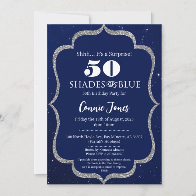 Sombras de la invitación al cumpleaños azul (Anverso)