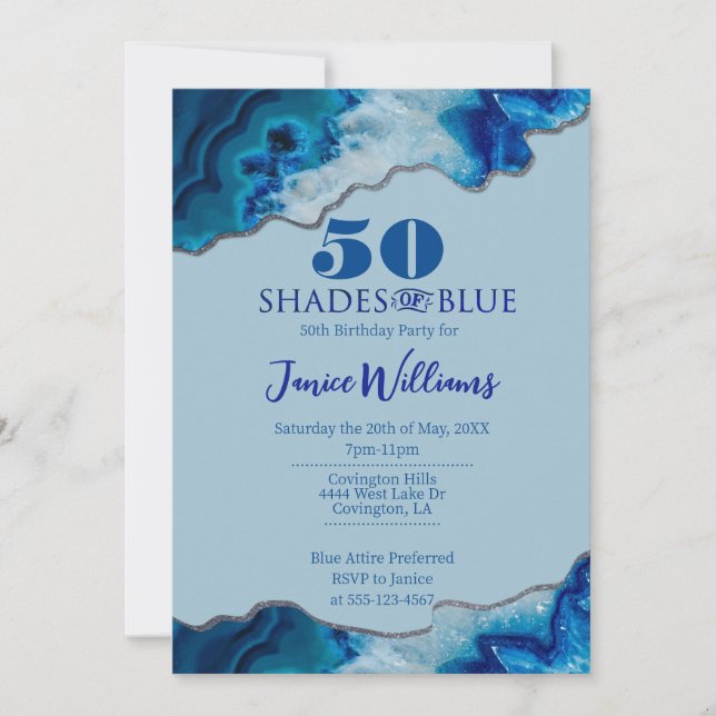 Sombras de la invitación al cumpleaños azul (Anverso)