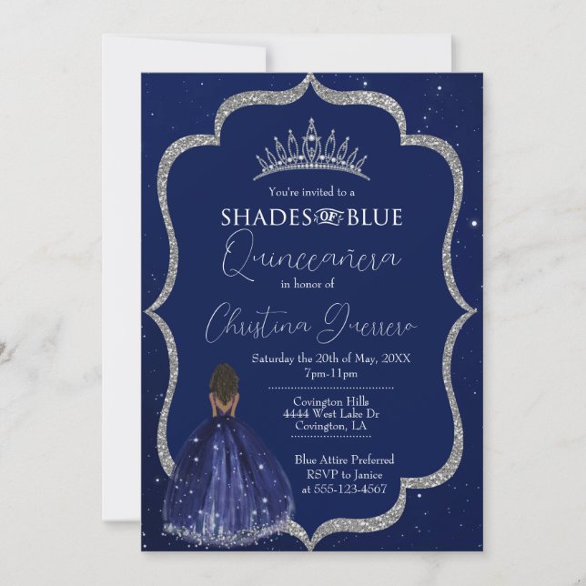 Sombras de la invitación al cumpleaños de Quinceañ (Anverso)