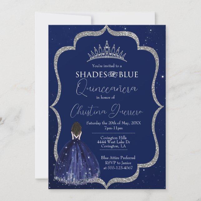 Sombras de la invitación al cumpleaños de Quinceañ (Anverso)