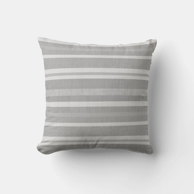 Sombras de lino gris y blanco, almohada rayada (Anverso)