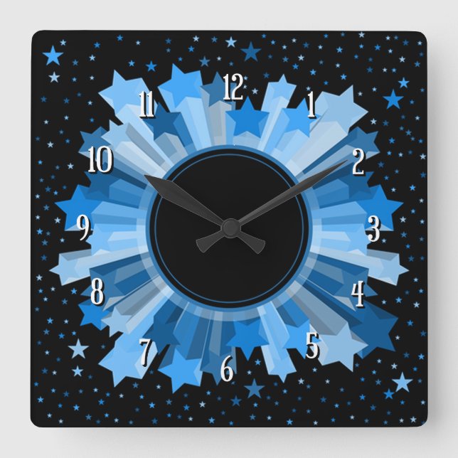 Sombras Del Reloj De La Pared De Starburst Azul (Anverso)