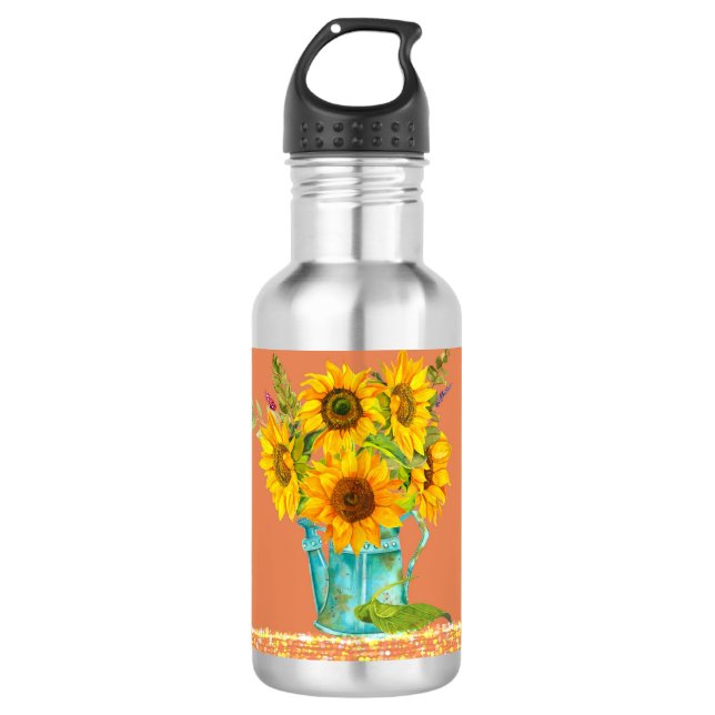 Sombras en una botella de agua de fondo Naranja (Anverso)