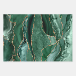 Sombras verdes agata hojas de papel de envoltura