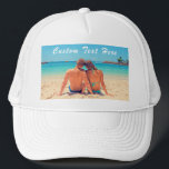 Sombrero camionero de fotos personalizado con tus<br><div class="desc">Gorra de texto y foto personalizado - Su propio diseño - Especial - Familia personalizada / Amigos o sombreros de camionero personal / Regalo de mayúsculas - Añadir su texto y foto - Redimensionar y mover o eliminar y agregar elementos / imágenes con la herramienta Personalización. Puede transferir este diseño...</div>