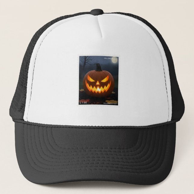 Sombrero camionero de Halloween, calabaza espeluzn (Anverso)
