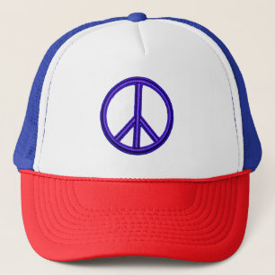 Sombrero camionero de signo de paz púrpura