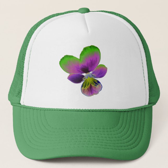 Sombrero camionero morado y verde (Anverso)