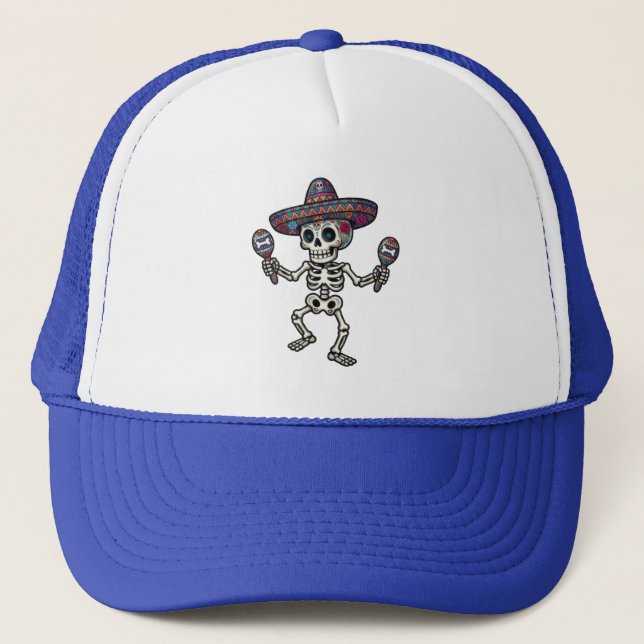 Sombrero Colorido de Esqueleto Mexicano (Anverso)