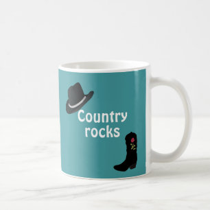 Sombrero Country & Caligrafía en Taza de Café Azul