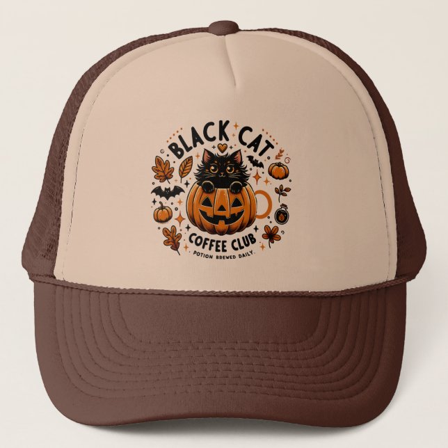 Sombrero de camión Black Cat Coffee Club Halloween (Anverso)