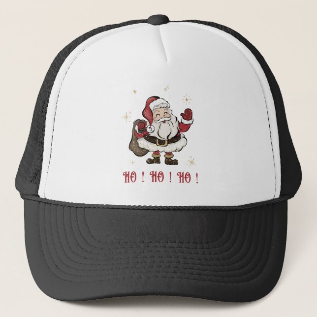 Sombrero de camión blanco y negro de Santa Claus (Anverso)