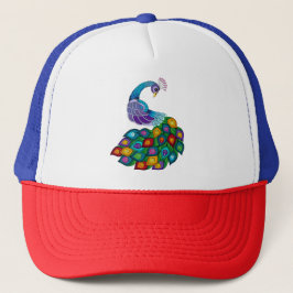 Sombrero de camión con diseño de pavo real