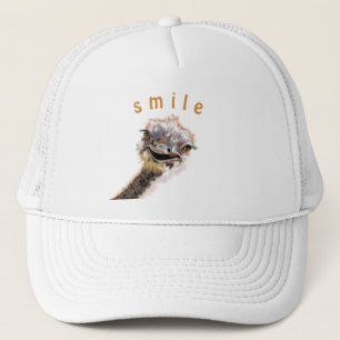 Sombrero de camión de avestruz feliz - Sonríe - Sé