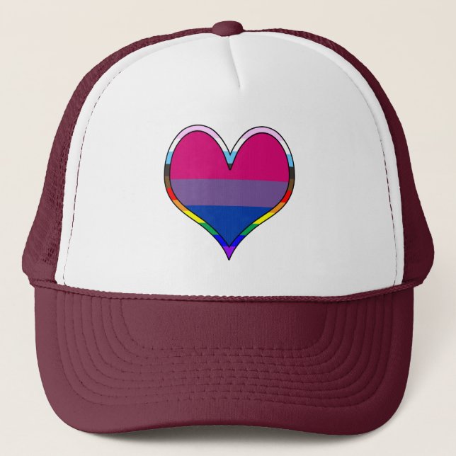 Sombrero de Camión de Corazón de Bi Pride (Anverso)