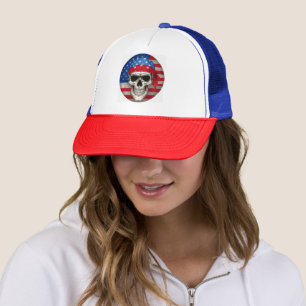 Sombrero de camión de cráneo patriótico