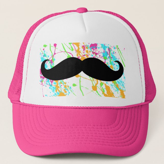 Sombrero de Camión de Mustache Rosado Caliente (Anverso)