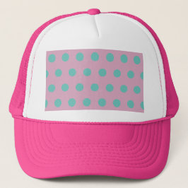Sombrero de camión de punto de polka (rosa y agua)